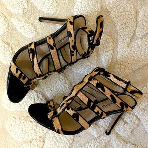 Strappy animal-print heels